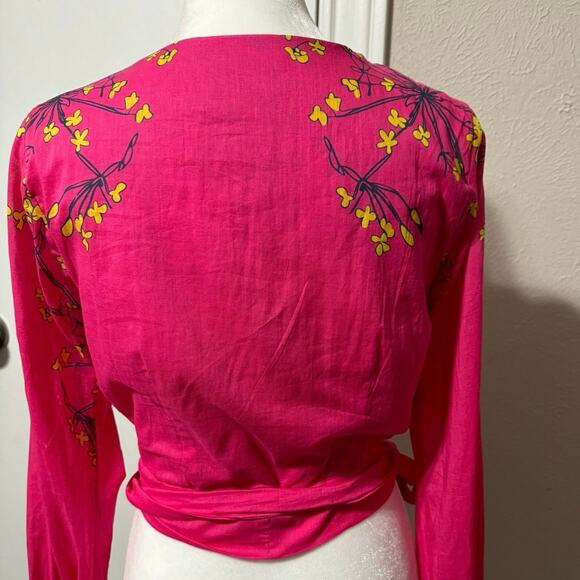 Roopa Pemmaraju Anthro Floral Wrap Cropped Top Small - Picture 5 of 8